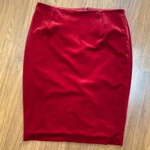 White House Black market velvet pencil skirt and dark rouge
